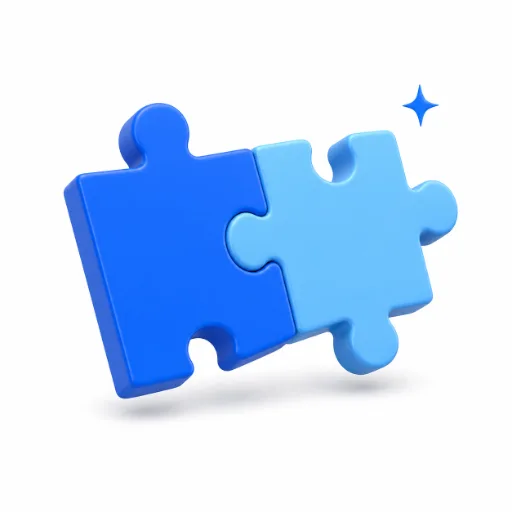 Two blue puzzle pieces snapping together
